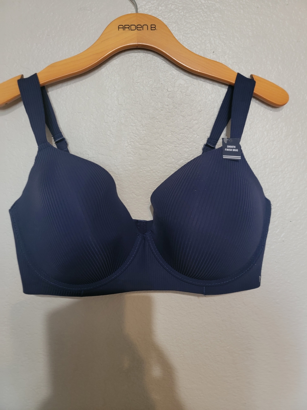 Nautica Navy Ribbed Underwire Bra